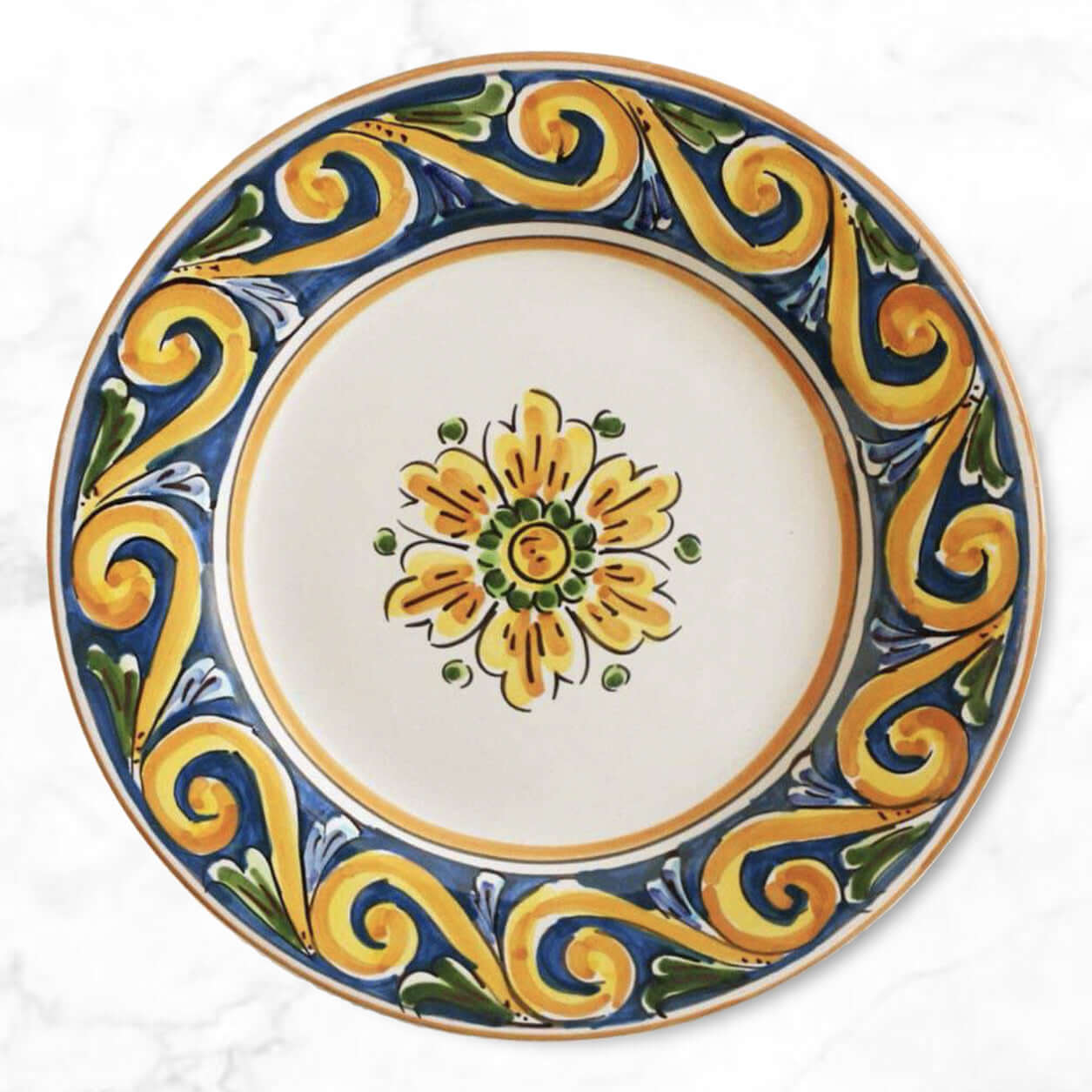 Sicily salad plate, hand-painted ceramic, artisan-made in Italy, Sicilian art, decorative plate