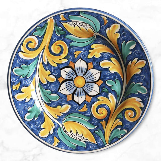 Sicily dinner plate, hand-painted ceramic, artisan-made in Italy, Sicilian art, decorative serving plate