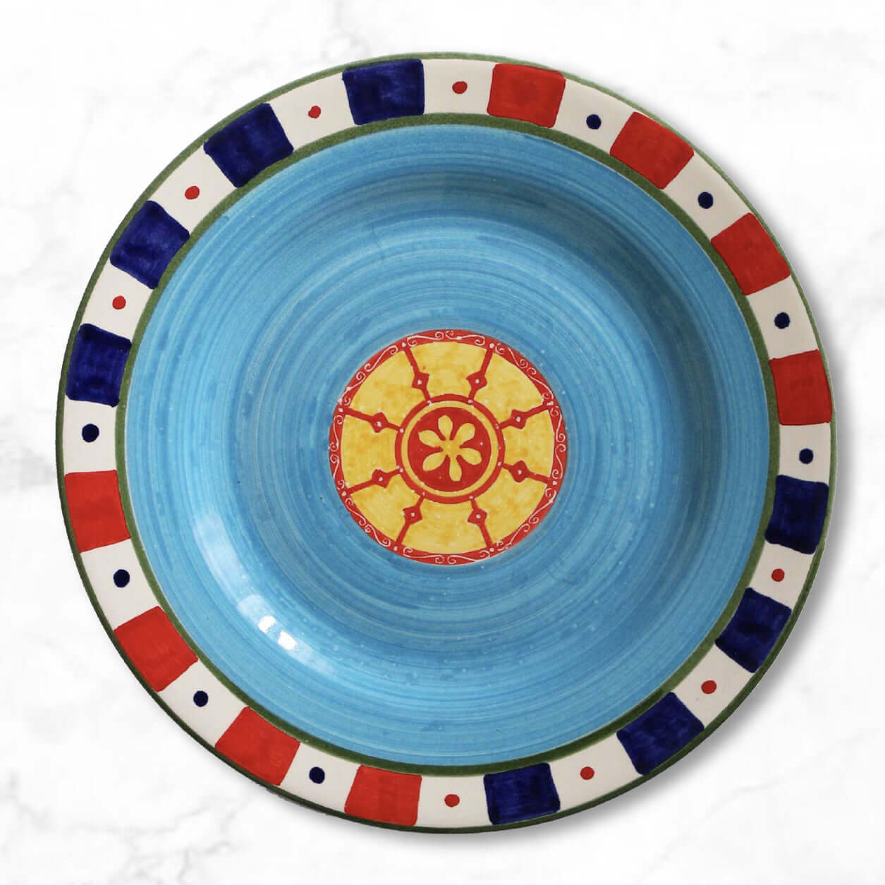 Sicily salad plate, hand-painted ceramic, artisan-made in Italy, Sicilian art, decorative plate