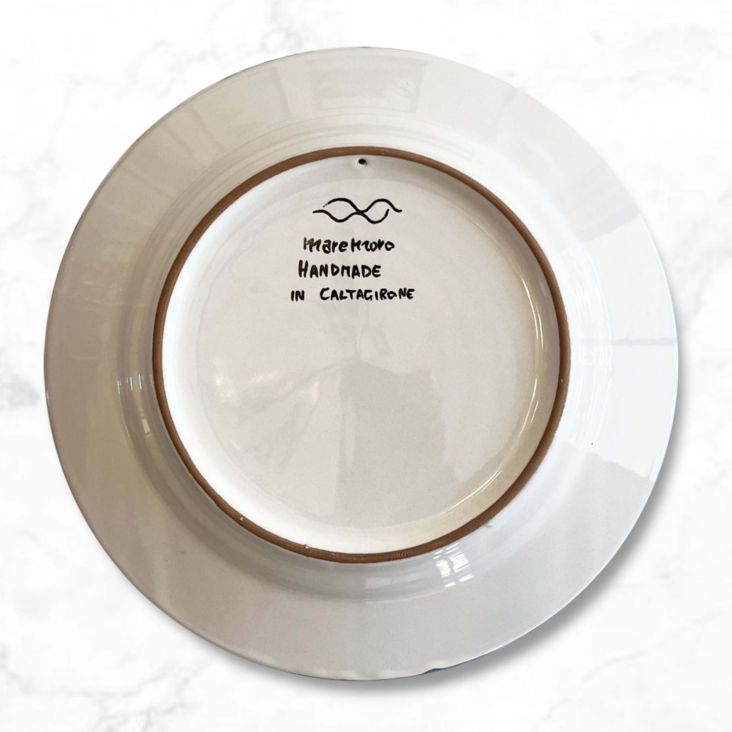 Back of Sicily dinner plate, Handmade in Caltagirone, authentic ceramic craftsmanship, made in Italy