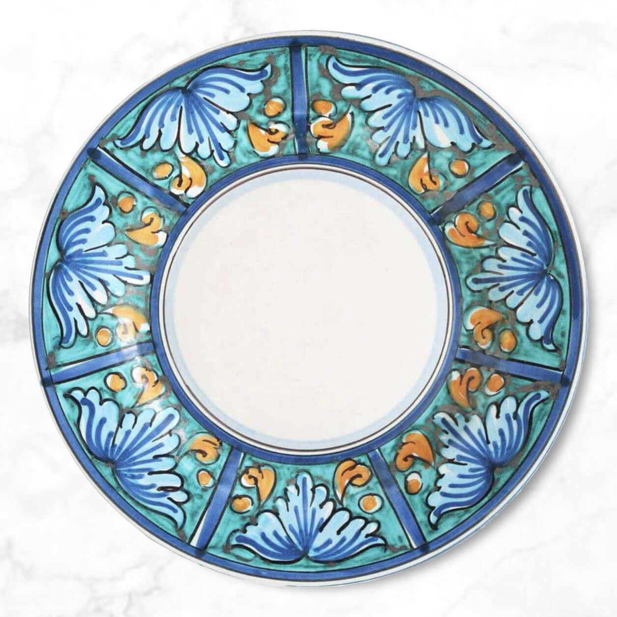 Sicily salad plate, hand-painted ceramic, artisan-made in Italy, Sicilian art, decorative plate