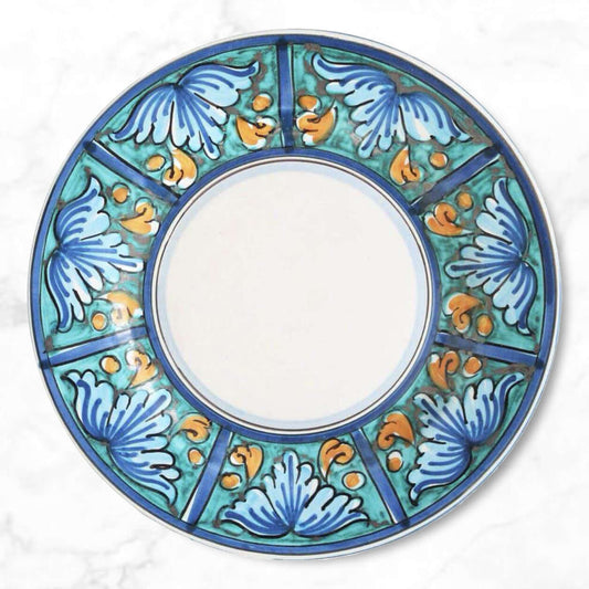 Sicily salad plate, hand-painted ceramic, artisan-made in Italy, Sicilian art, decorative plate