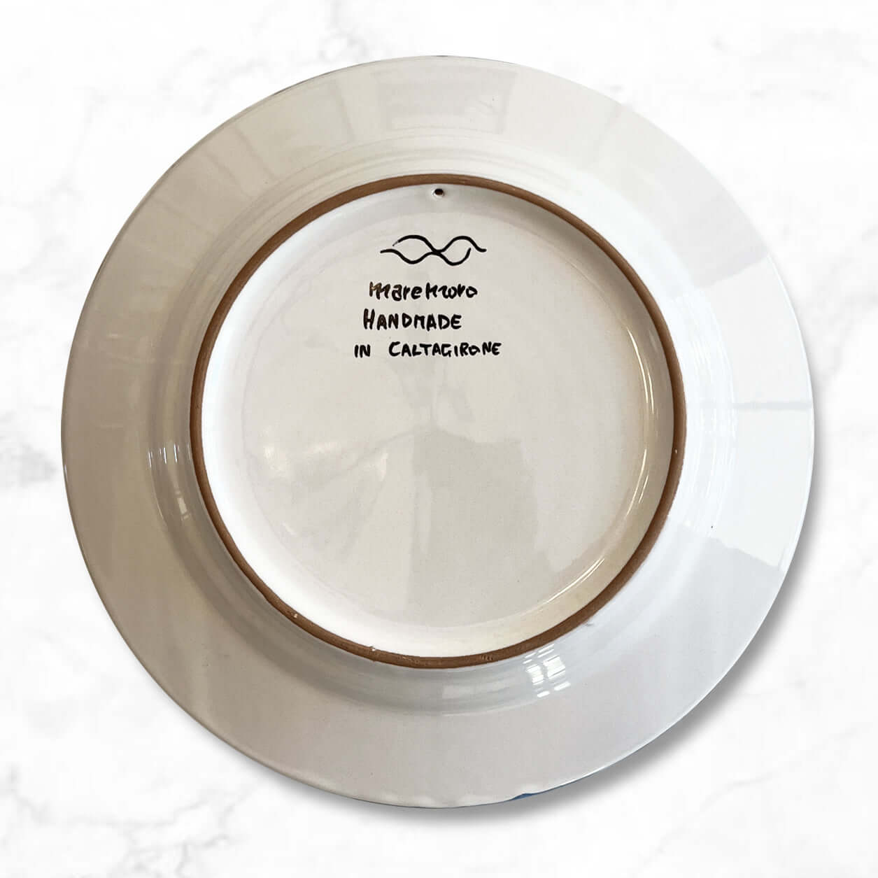 Back of Sicily dinner plate, Handmade in Caltagirone, authentic ceramic craftsmanship, made in Italy